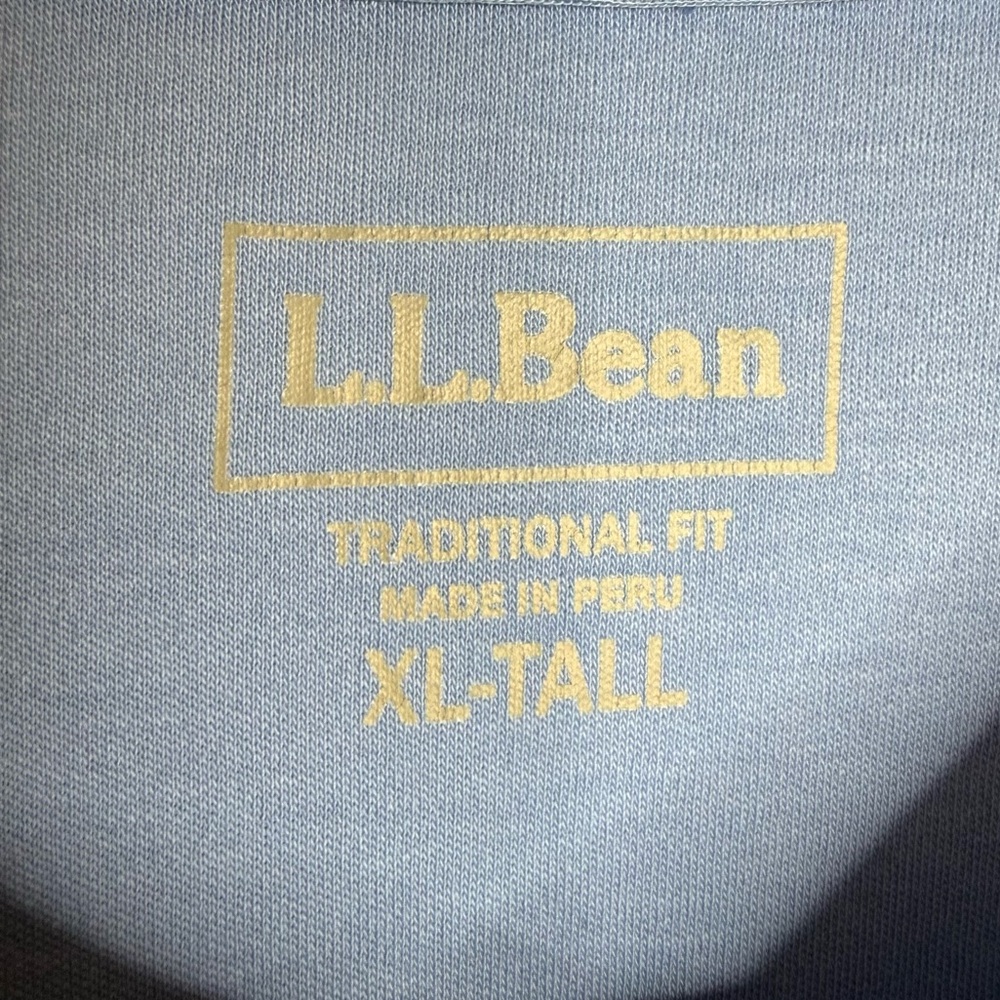 LL Bean Pima Cotton Blue Henley Shirt Men’s Sz XL Tall Soft Casual Short Sleeves - Picture 3 of 8